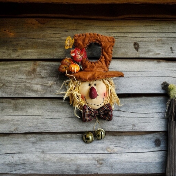 VNTG Scarecrow Hanging Decoration Northlight Fall Harvest Wreath Doorknob Hanger - Picture 2 of 5